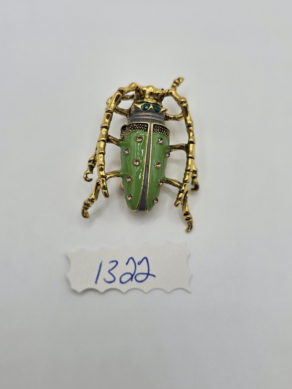 Green and Gold Beetle Brooch - Designer-Inspired Women’s Jewelry
